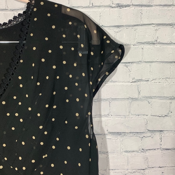 Apostrophé Black/Cream Polka Dot SS Top Size 12 - Picture 4 of 6